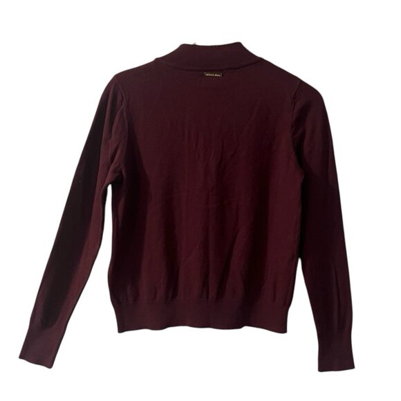 Michael Kors Quarter 1/4 Zip Pullover Sweater Size Small Cranberry Red Mock Neck - Picture 3 of 8